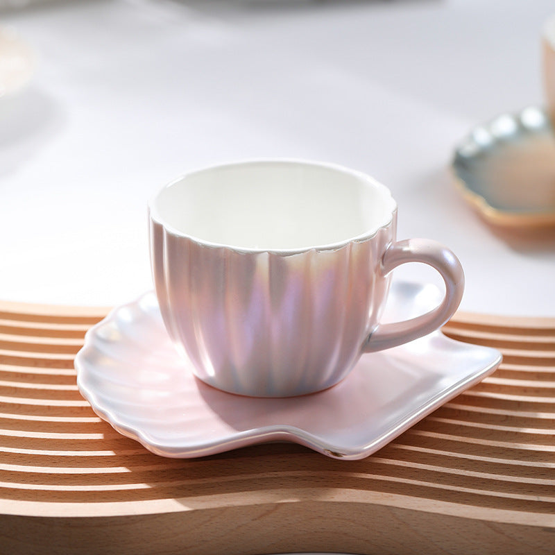 Pearlescent Glaze Colorful Cup & Saucer