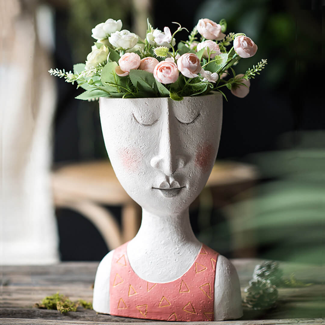 Arte ritratto di famiglia scultura vaso di fiori