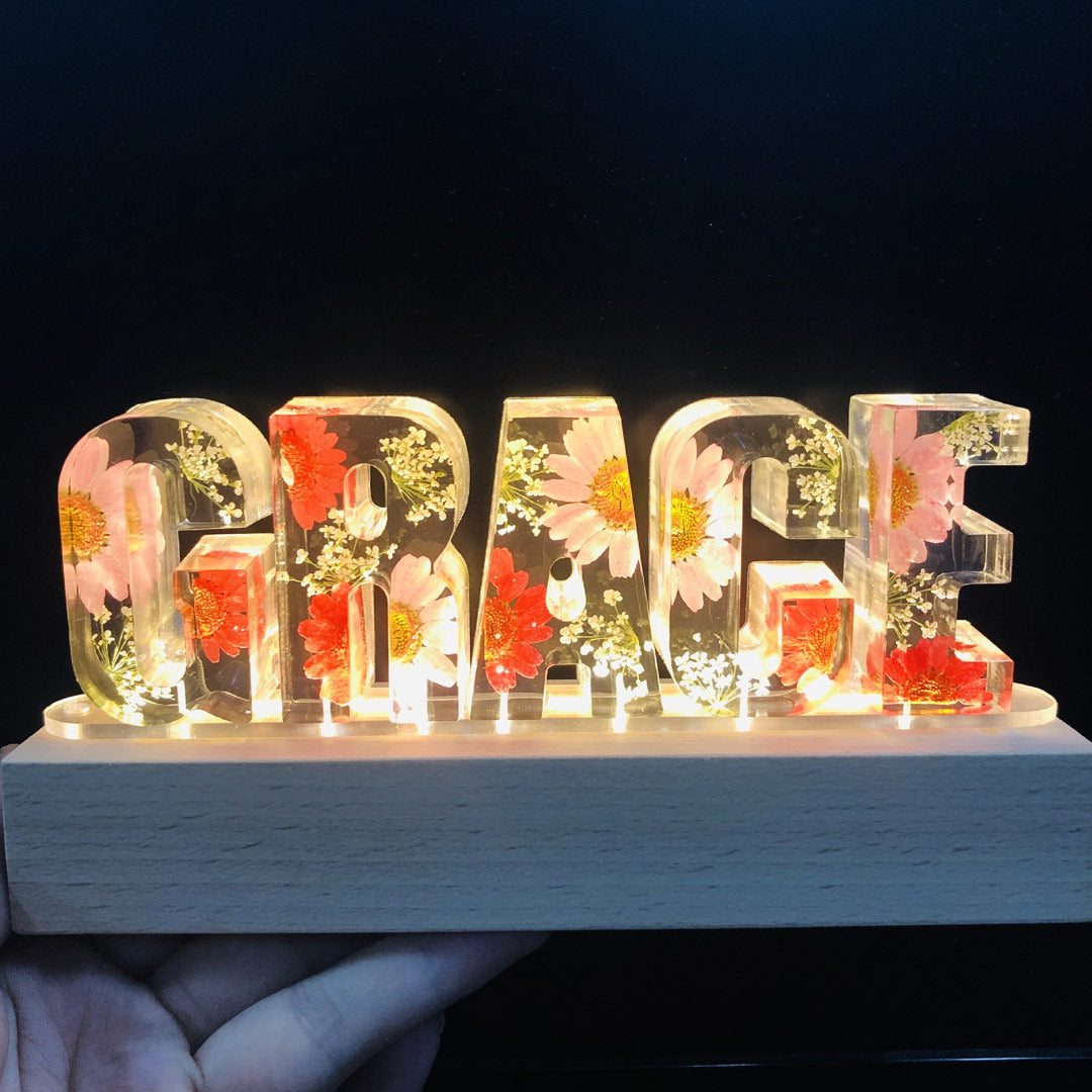 Custom Resin Letter Lamp - HANDMADE