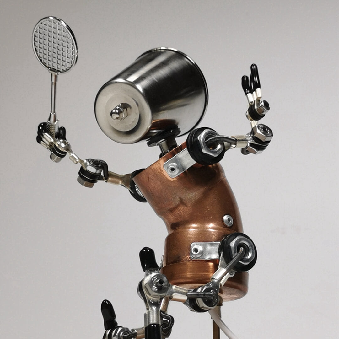 Lámpara de robot de bádminton Steampunk