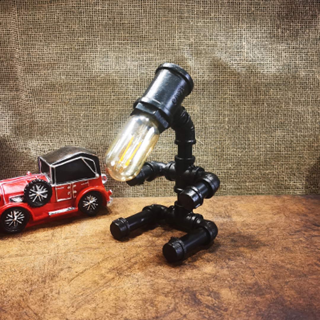 Retro Punk Pipe Robot Table Lamp