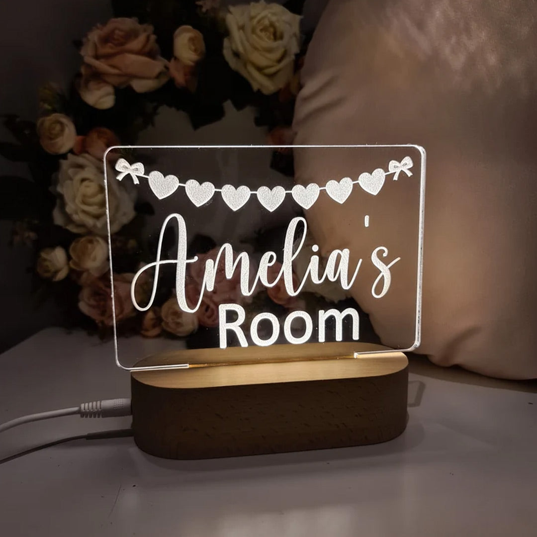 Personalized Heart Bunting Night Light