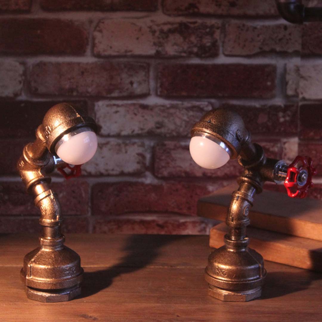 Industrial Table Lamp with Valve Switch