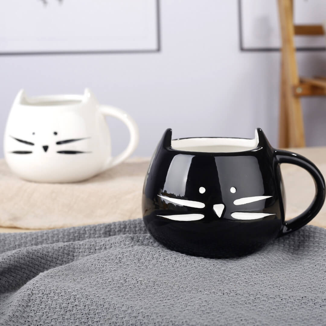 Tasse couple chat noir et blanc
