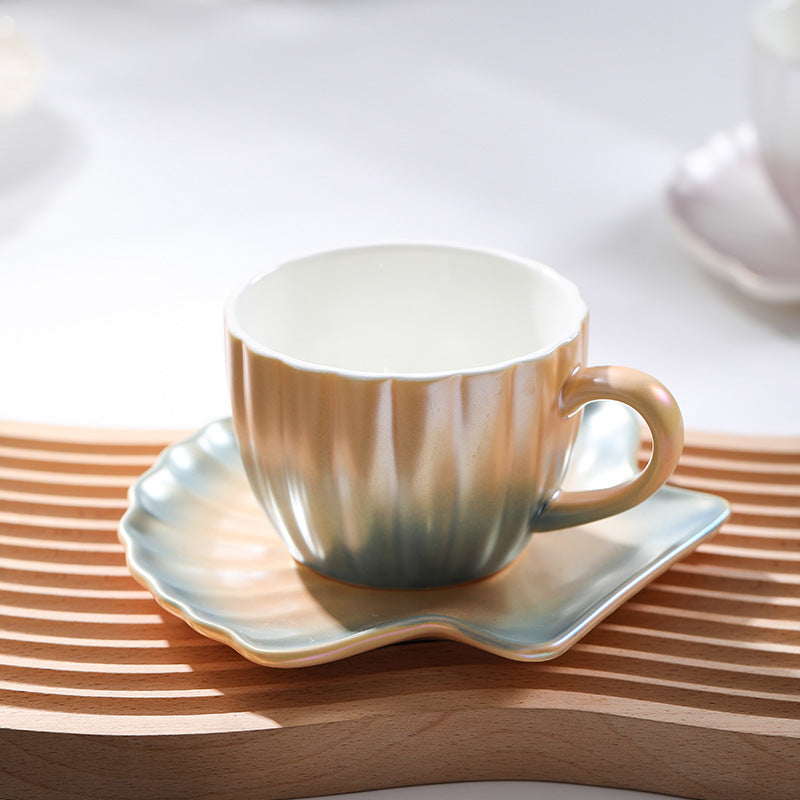 Pearlescent Glaze Colorful Cup & Saucer