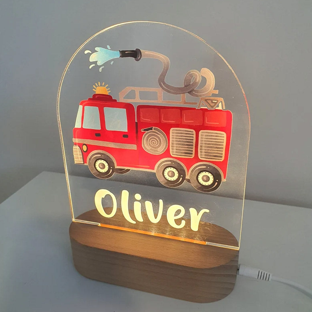 Personalized Fire Engine Truck Night Light