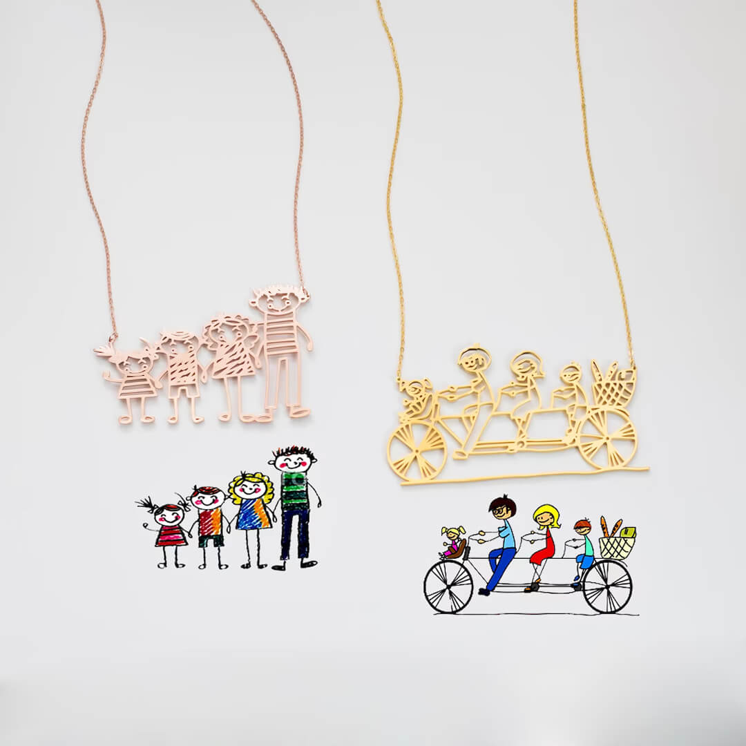 Personalisierte Kinder Zeichnung Halskette