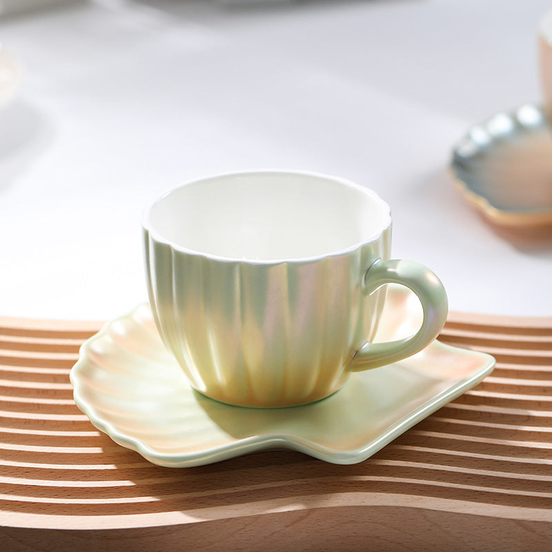 Pearlescent Glaze Colorful Cup & Saucer