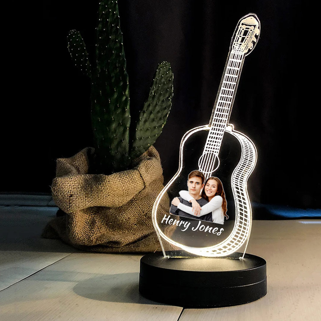 Custom Acrylic Guitar Photo Lettering Night Light