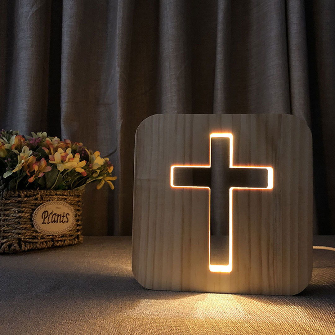 Luce notturna in legno alimentata tramite USB