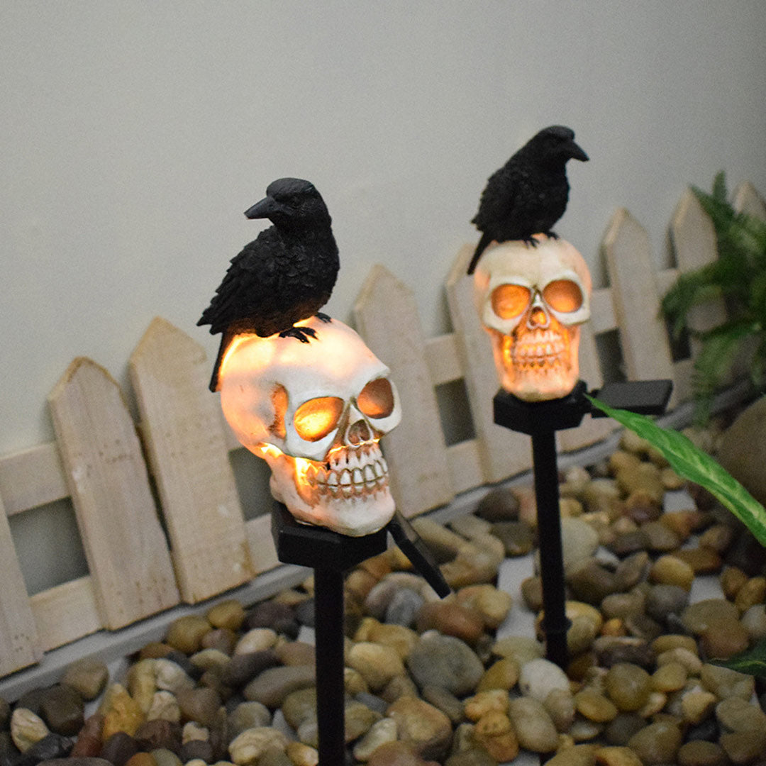 Solar Light Skull Decorative Halloween Crow Garden Waterproof Landscape Light