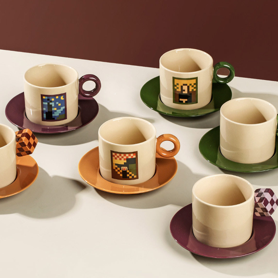 Set di tazze da caffè Pixel Art