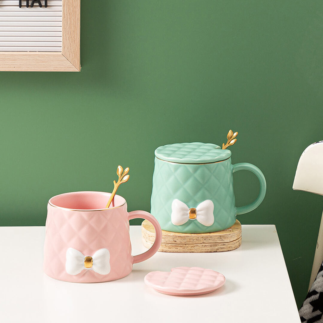 Handmade Bow Embossed Mug