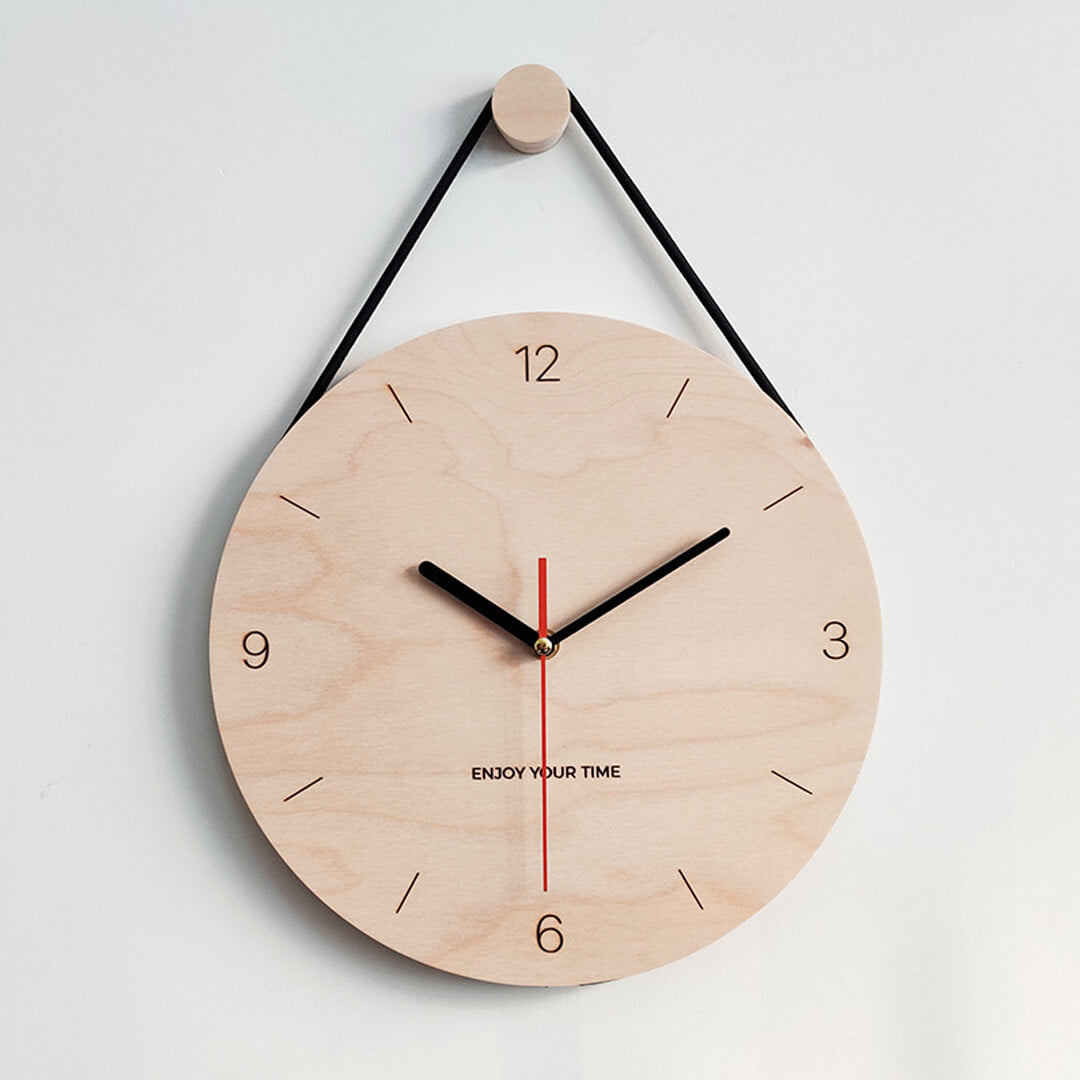 Orologio da parete con corda da appendere in legno