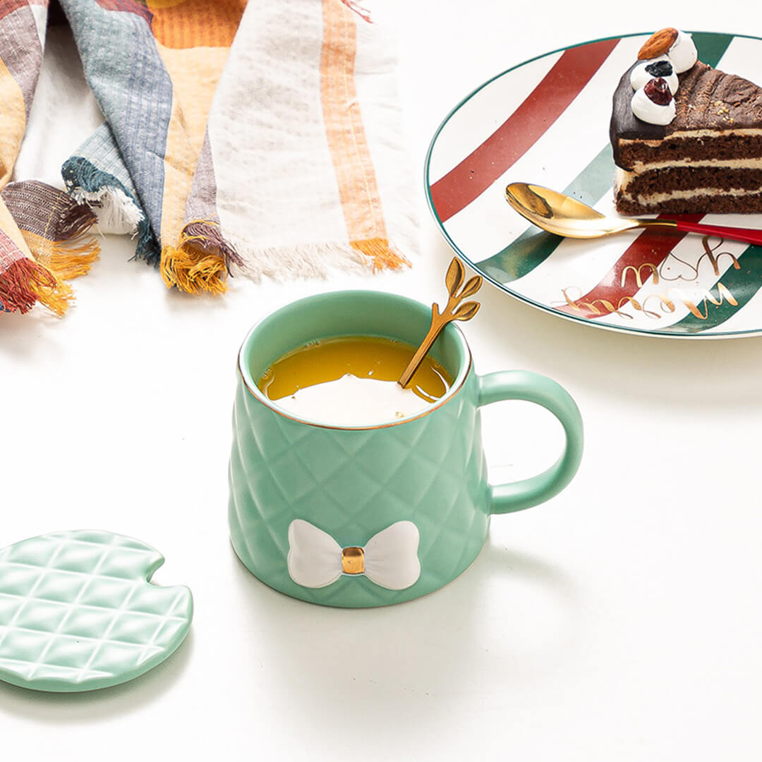 Handmade Bow Embossed Mug