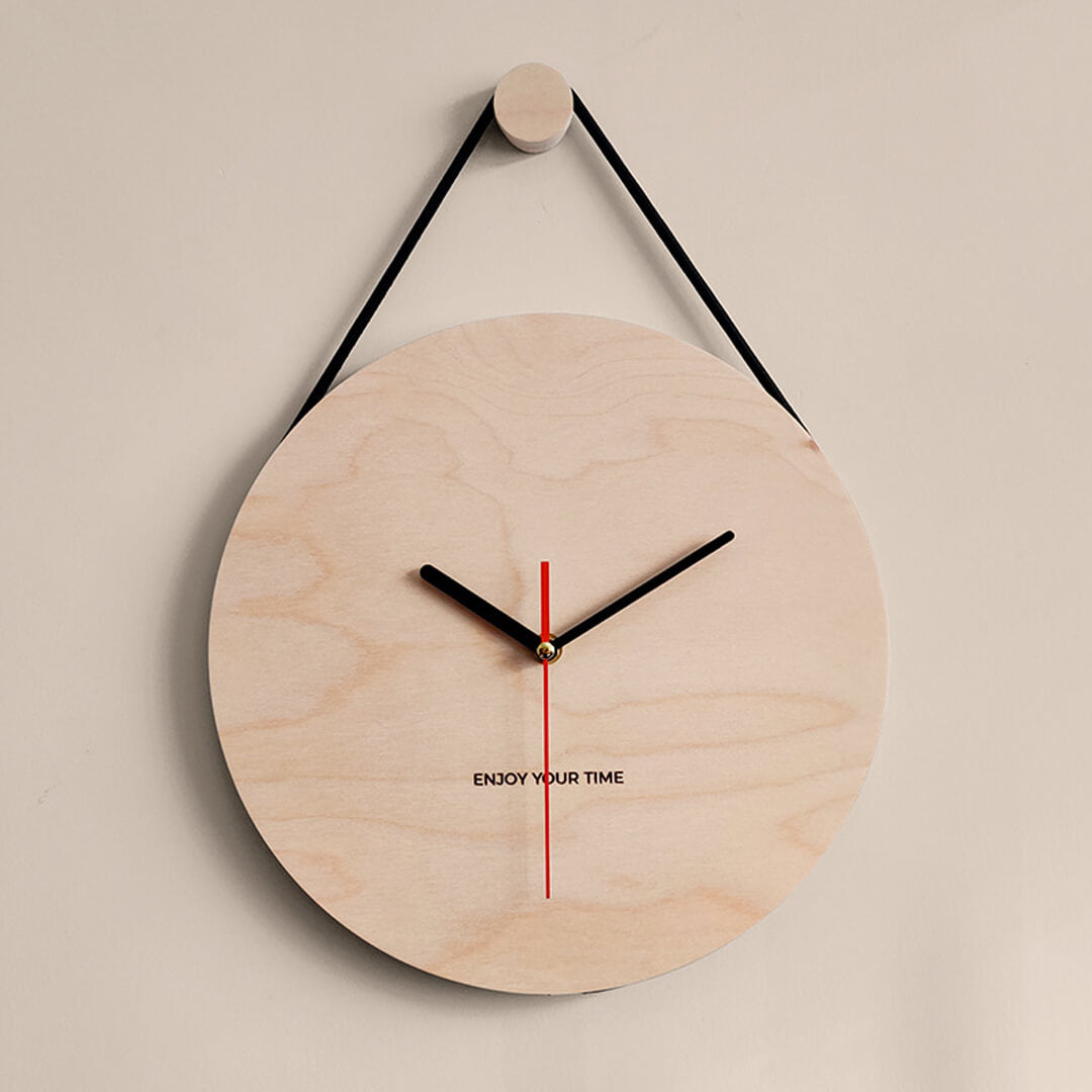 Orologio da parete con corda da appendere in legno