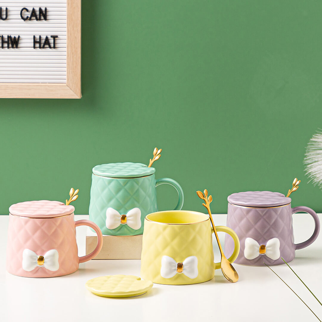 Handmade Bow Embossed Mug