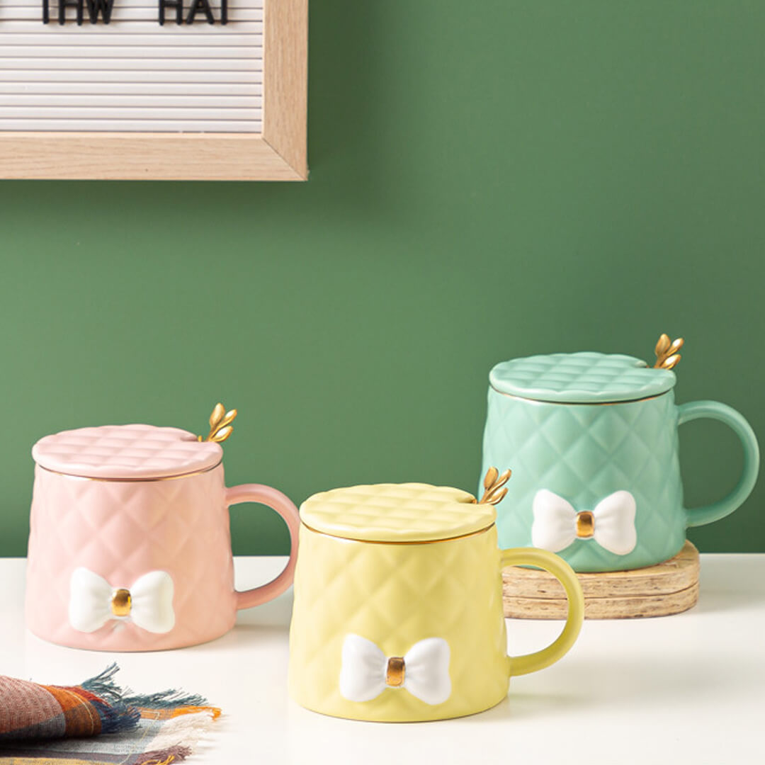 Handmade Bow Embossed Mug