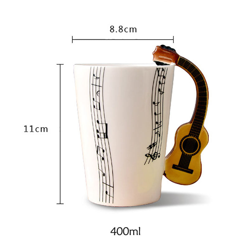 Musical Instruments Mug with Guitar Handle, size of mug