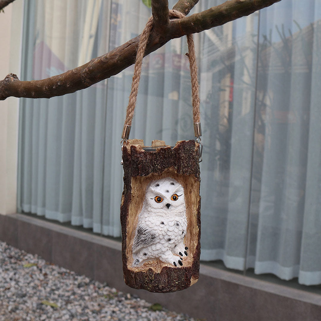 Solar Tree Stump Owl Night Light