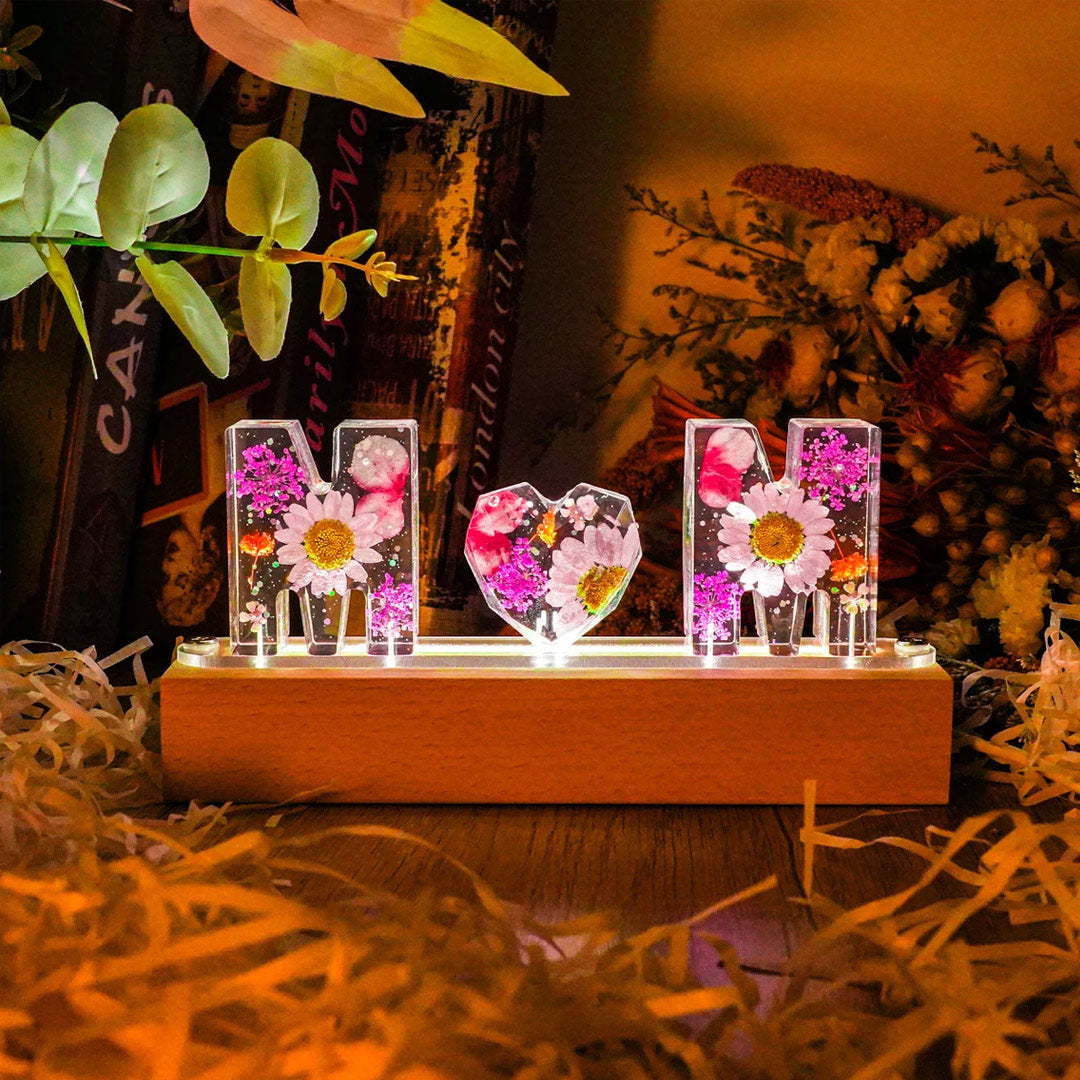 Lampe en résine de fleurs séchées personnalisée - FAIT MAIN