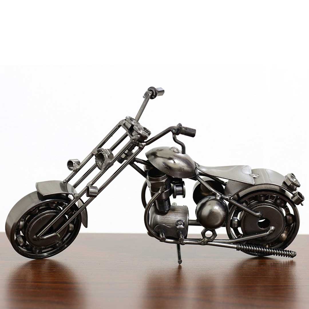 Handgefertigte Motorrad-Skulptur aus Metall