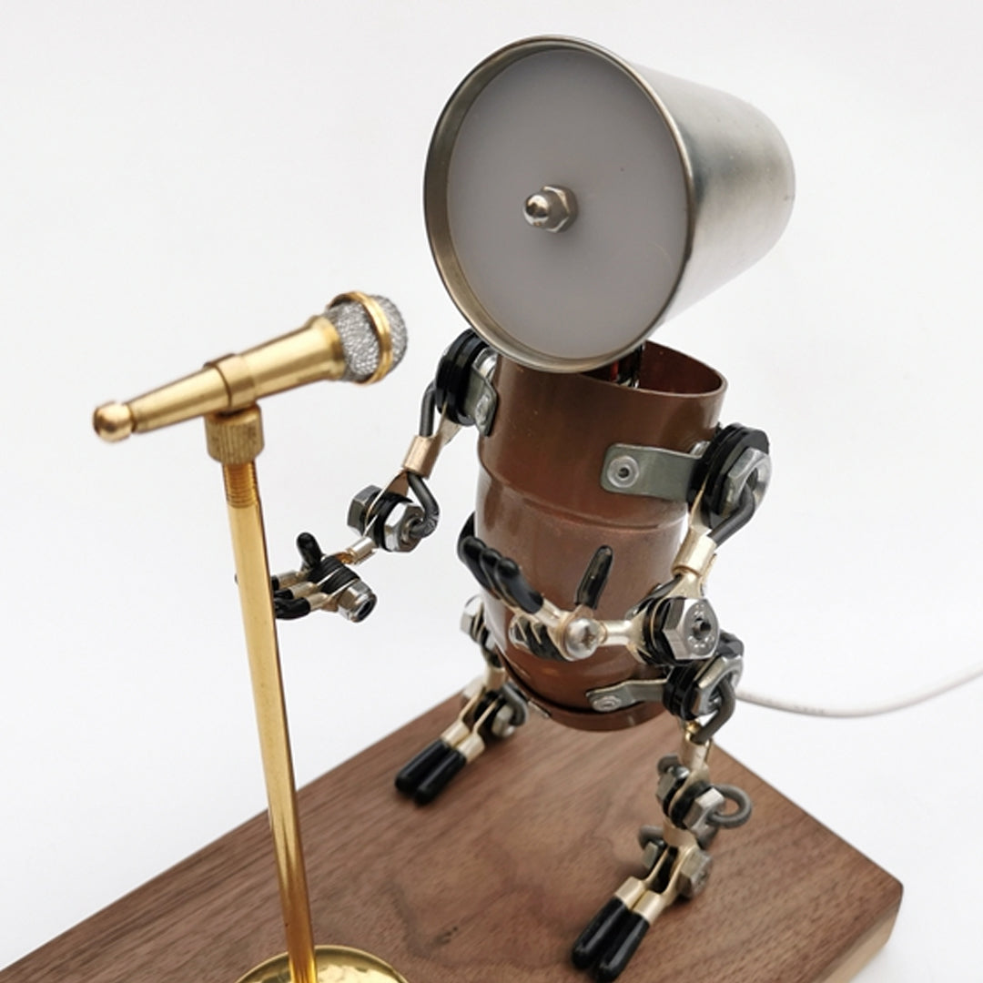 Lampada robot cantante punk in metallo stile industriale