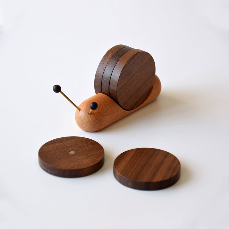 Wooden Snail Coasters with Magnet