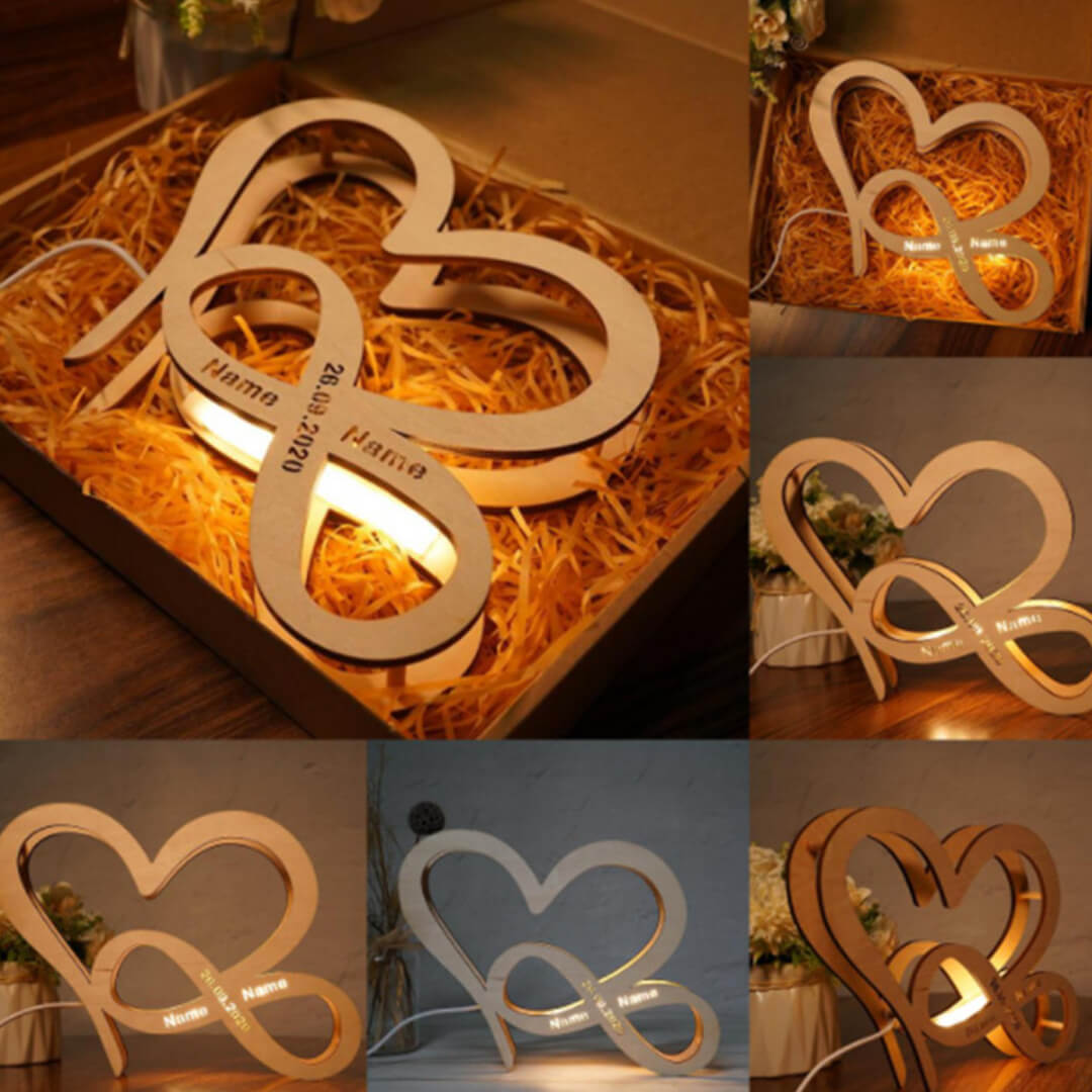 Lampada in legno Love personalizzata