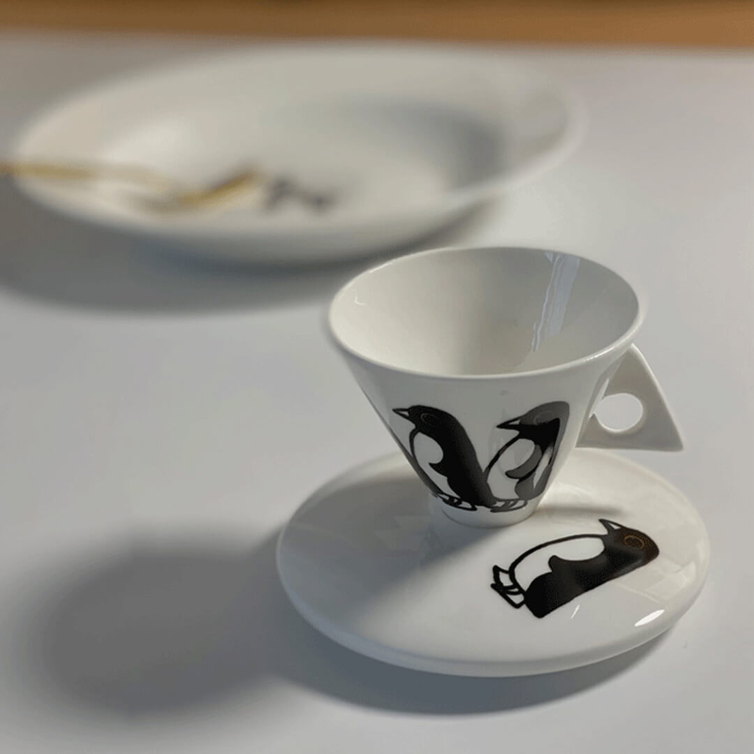 Penguin Printed Bone China Mug With Saucer