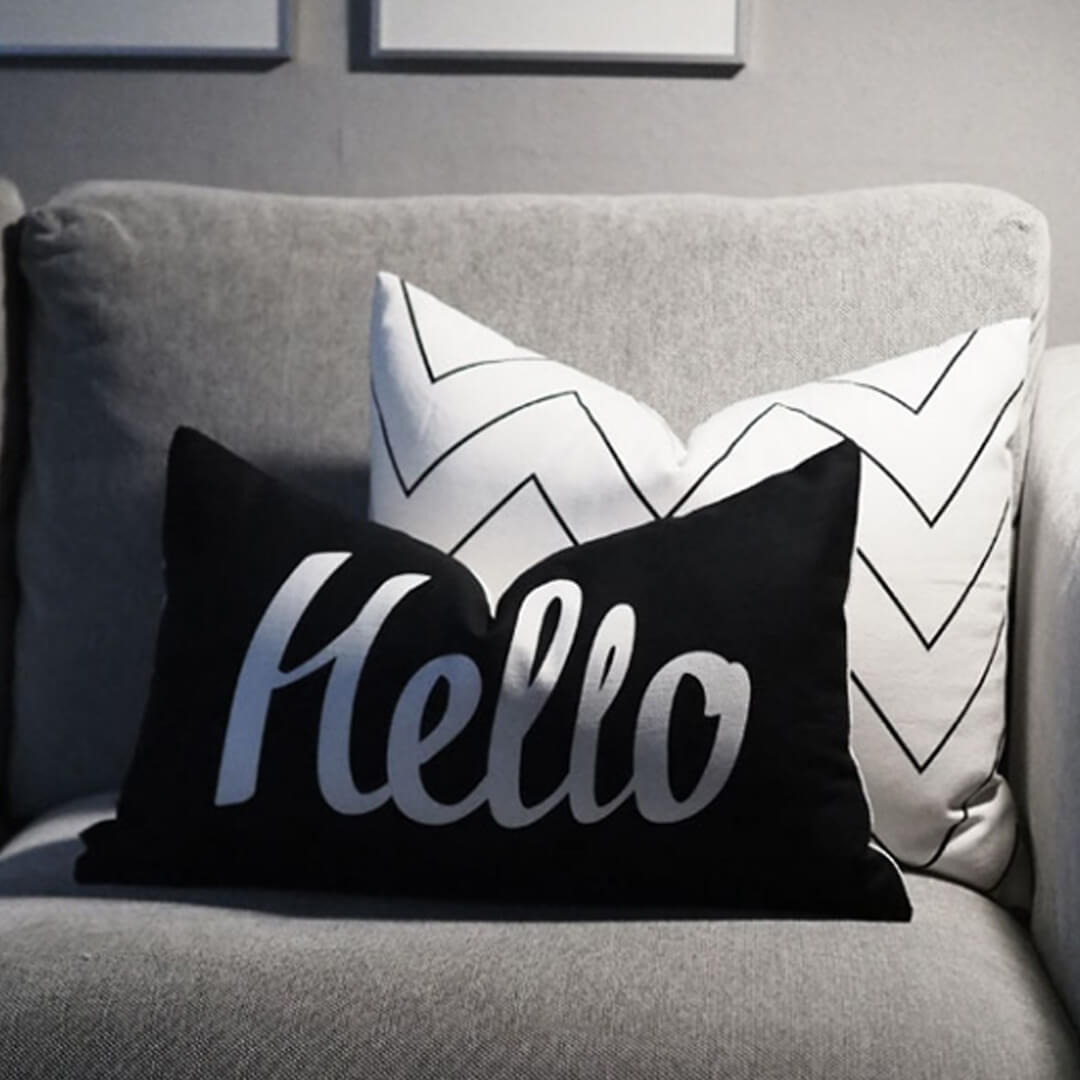 Fodera per cuscino minimalista Hello Print