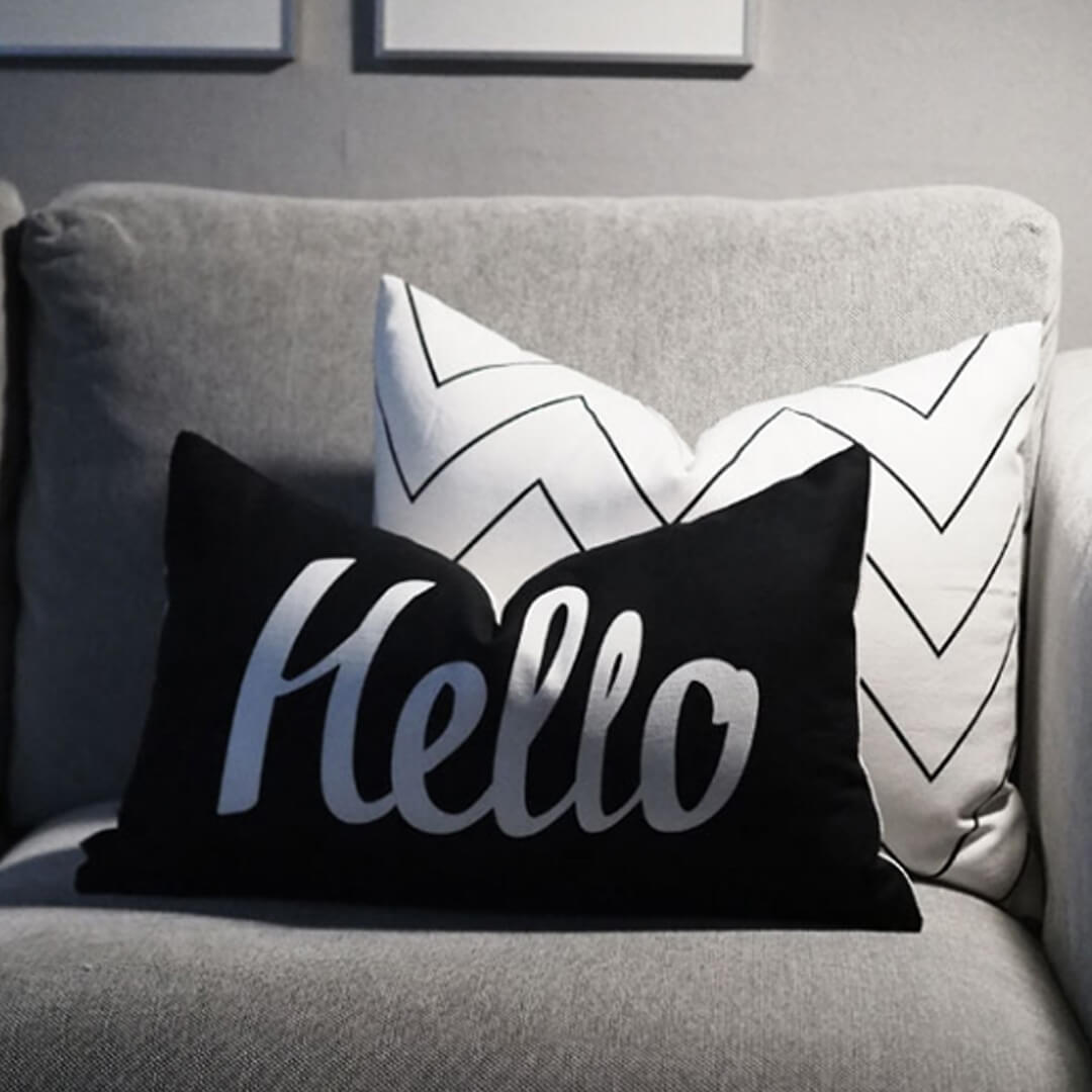 Hello Print Minimalist Pillow Cover