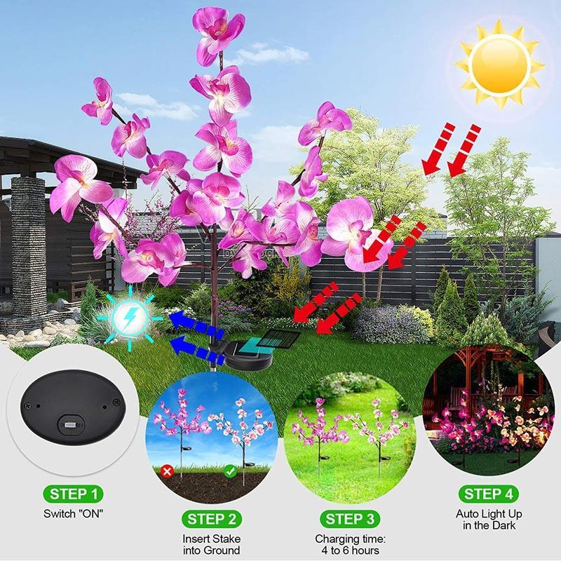 20 luces de orquídeas solares de flores
