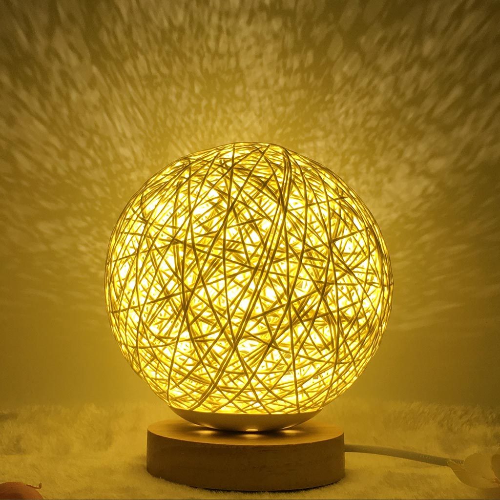 Lampe Lune Boule en Rotin