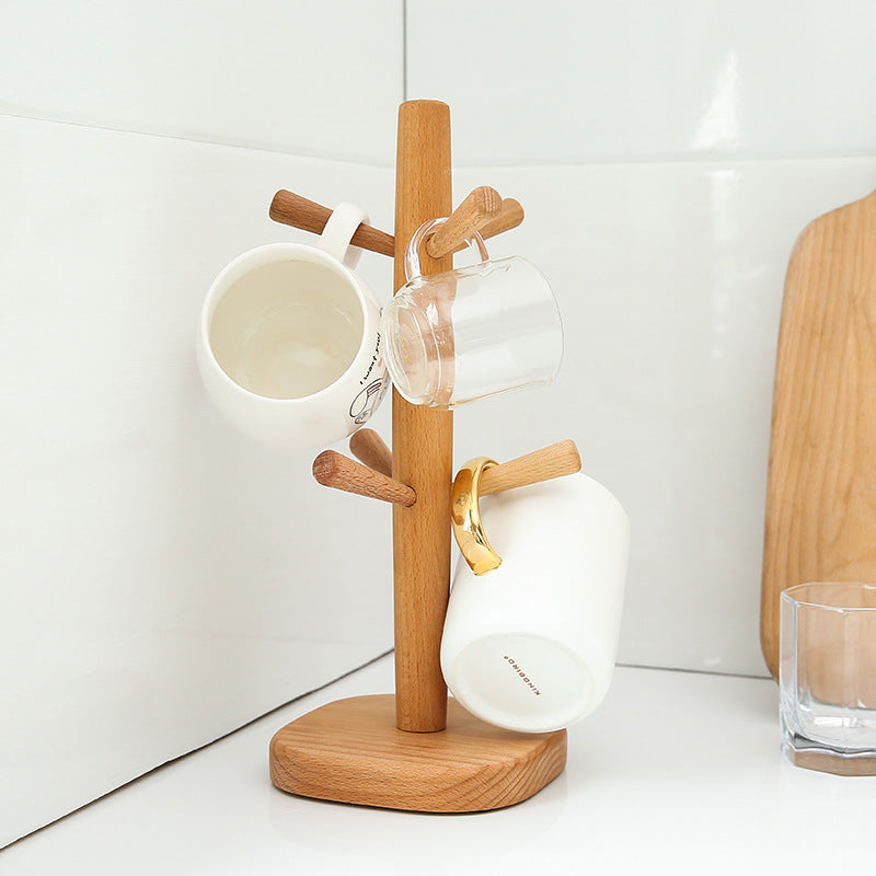 Wooden Mugs & Cups Holder Tree with 6 Hooks