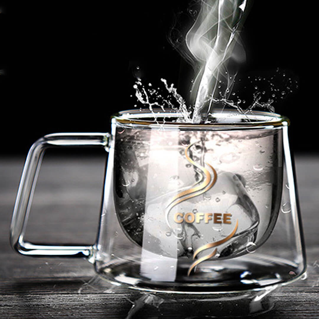 Taza de café con alto contenido de borosilicato de doble capa