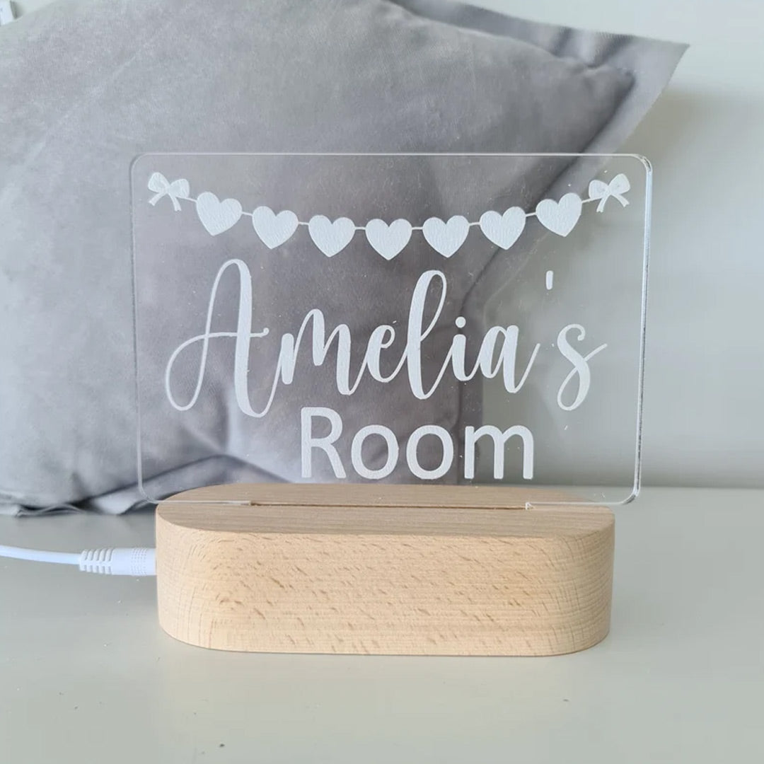 Personalized Heart Bunting Night Light