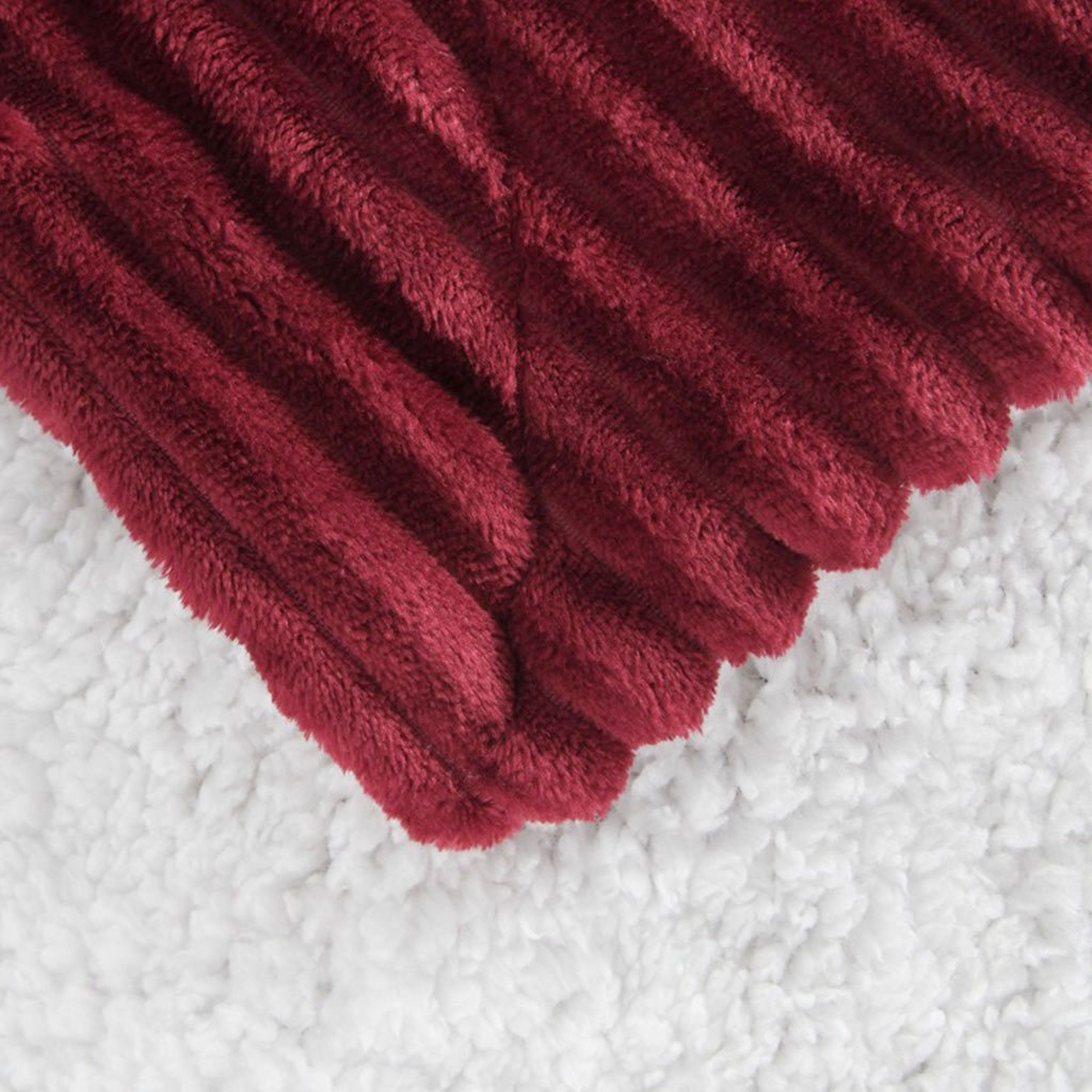 Gestreifte Sherpa-Fleece-Decke