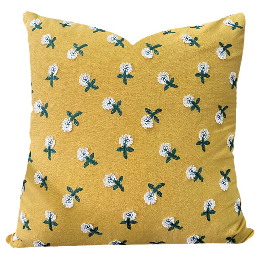 Housses de coussin broderie fleur/oiseau