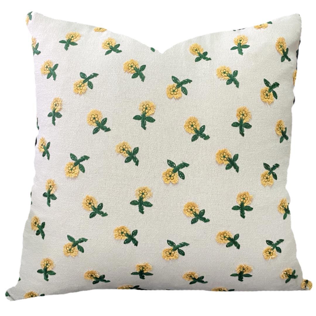 Housses de coussin broderie fleur/oiseau