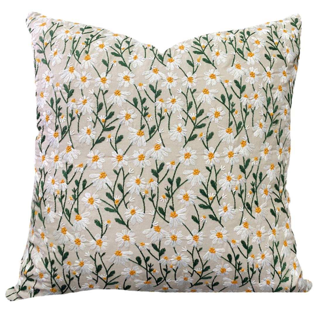 Housses de coussin broderie fleur/oiseau