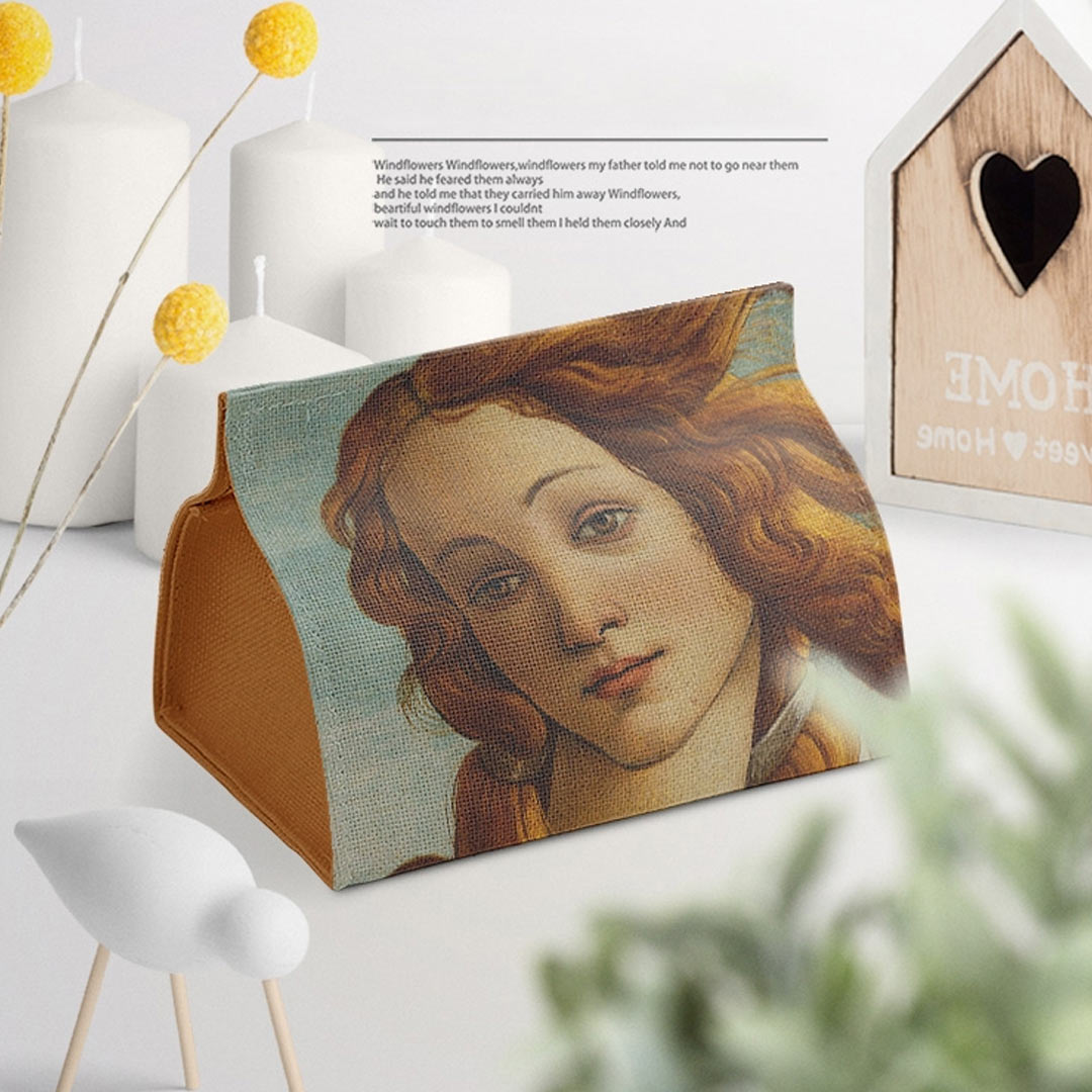 Caja de pañuelos de lino y algodón Art