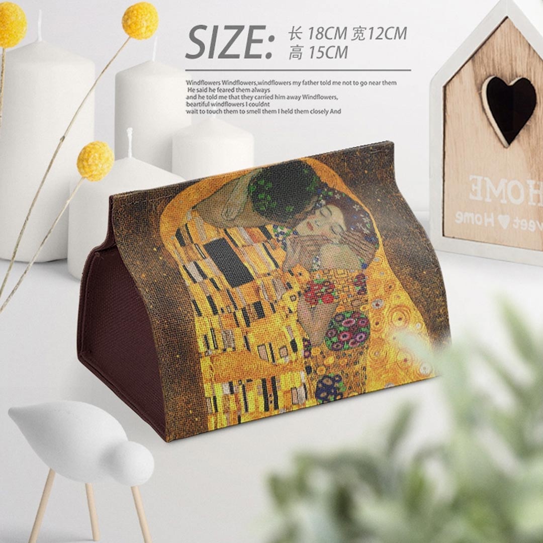 Caja de pañuelos de lino y algodón Art