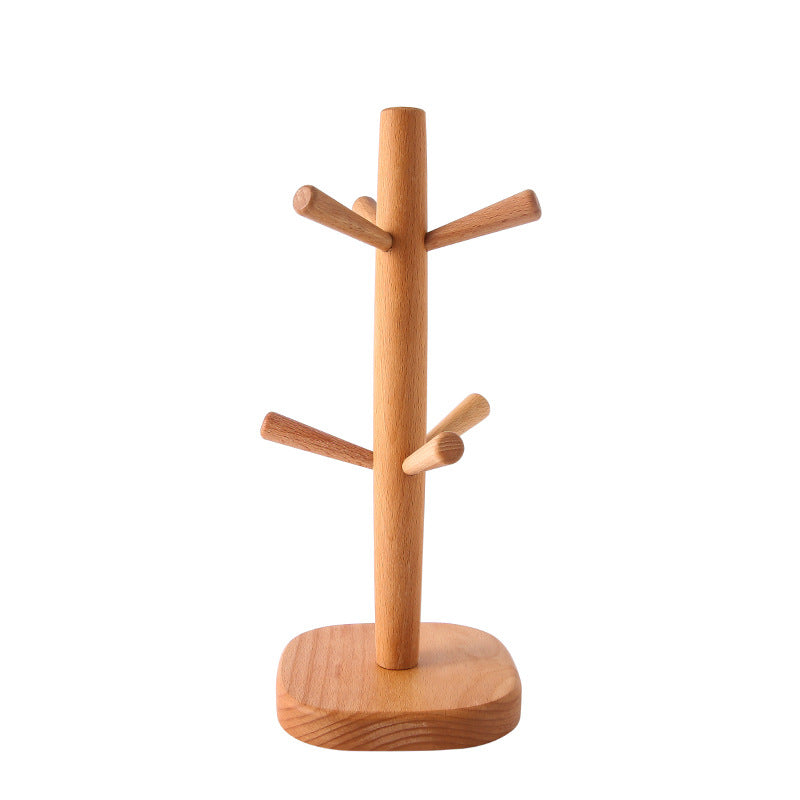 Wooden Mugs & Cups Holder Tree with 6 Hooks