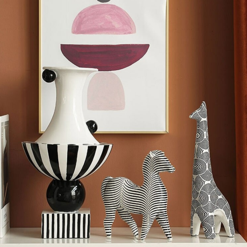 Modern B&W Animal Figurines