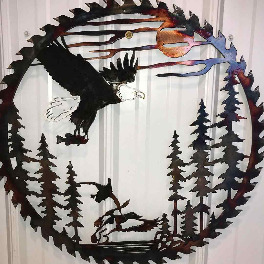 Whitetail Bowhunter Bienvenido Hoja de sierra recortada Arte de pared de metal