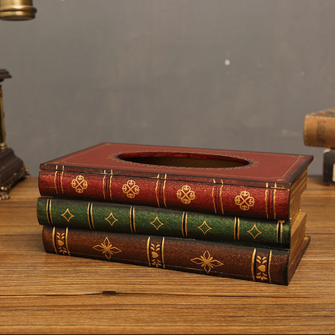 Wooden Book Tissue Box