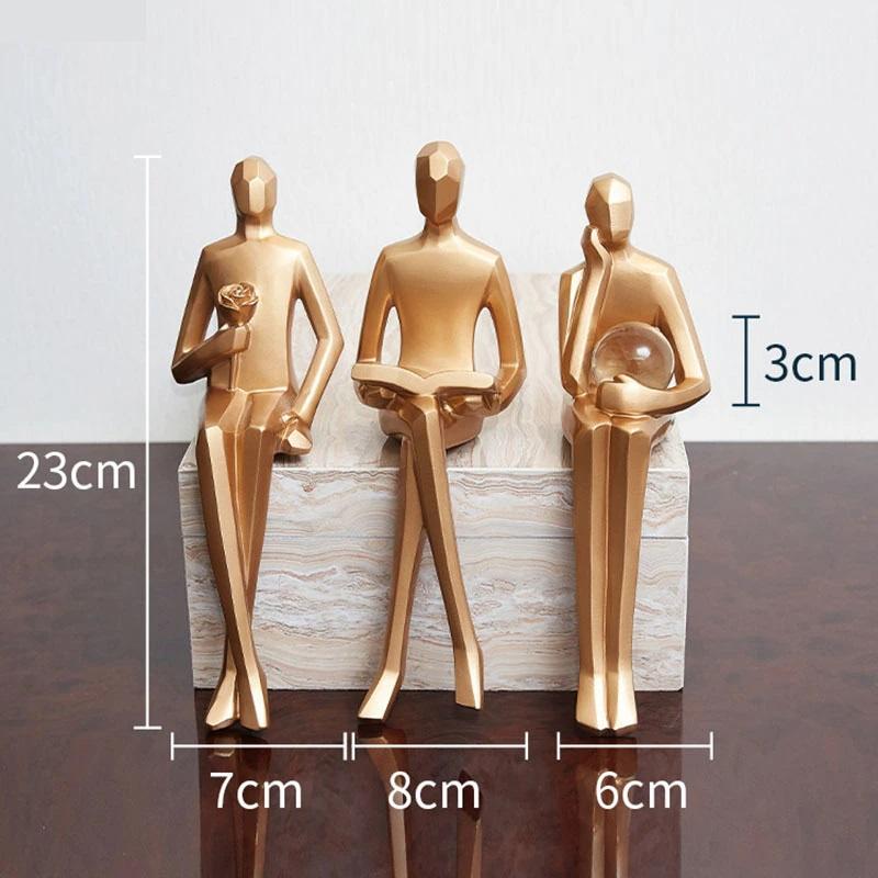 Golden Geometric Portrait Statue