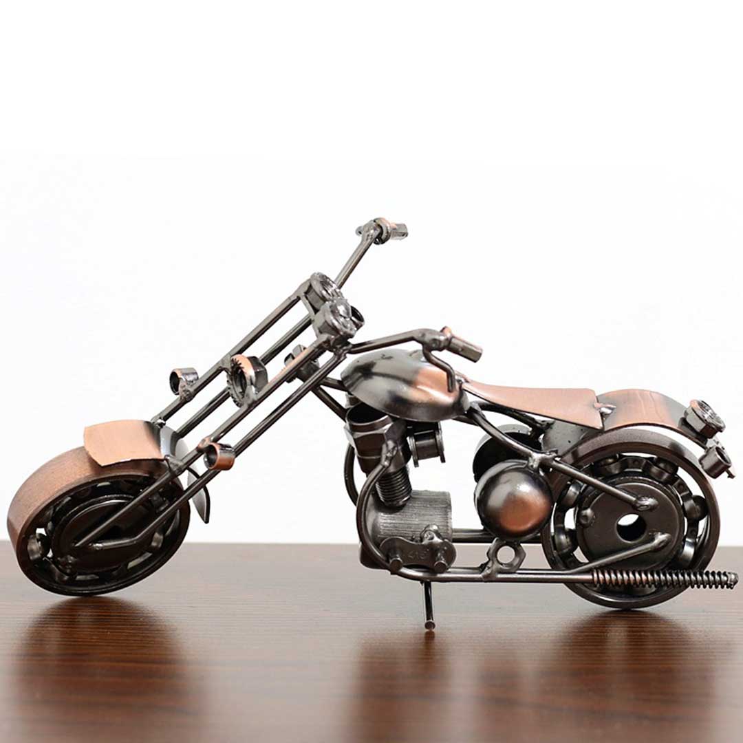 Handgefertigte Motorrad-Skulptur aus Metall