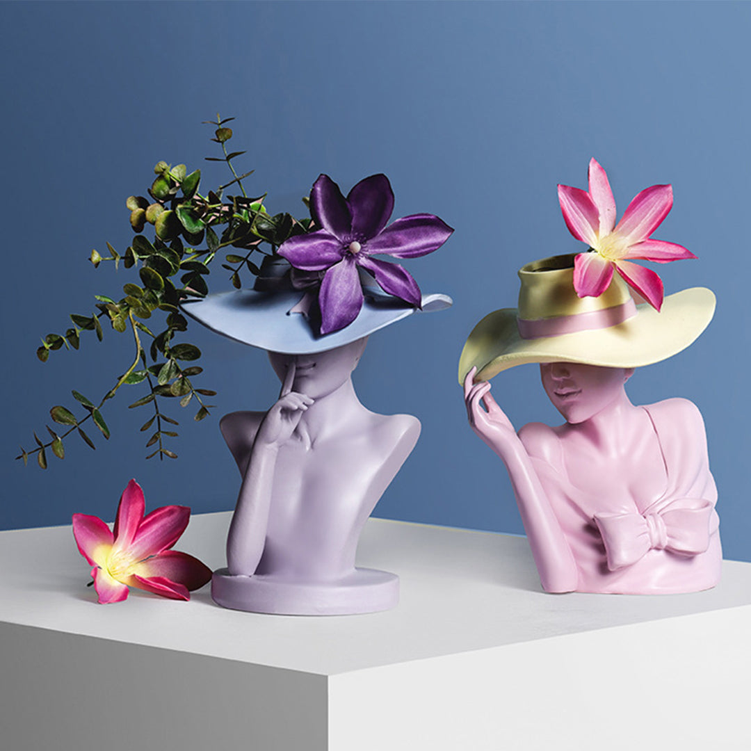Modern Girl Statue Flower Vase